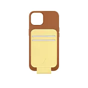 【NATIVE UNION】CLIC® 卡夾式真皮手機殼 - iPhone 13 -  經典棕 (搭配磁吸卡夾 - 檸檬黃)