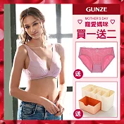 【日本GUNZE】買一送二 水滴式拉角舒適無痕無鋼圈內衣(TB1053-SUP) M 粉