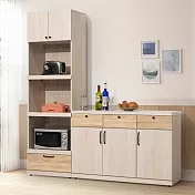 《Homelike》雷拉餐櫃二件組(白雪松雙色) 高櫃 碗盤收納櫃 電器櫃 櫥櫃 收納櫃 置物櫃 專人配送安裝