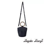 Legato Largo Lusso 清新文藝感木質手柄斜背包- 黑色