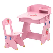 EMC 簡易書架防夾手木質兒童升降成長書桌椅(粉紅草莓)