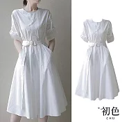 【初色】法式赫本風純色洋裝-白色-60820(M-XL可選) M 白色