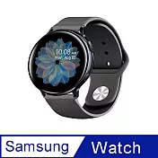 Samsung Galaxy Watch 40/42/44mm通用 純色矽膠運動替換手環錶帶(錶帶寬度20mm)- 黑