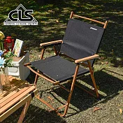 【韓國CLS】NOBANA超輕量木紋鋁合金戶外便攜摺疊椅(加大款)/露營椅/摺疊椅/木椅(兩色任選) 黑色
