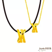 J’code真愛密碼金飾 相伴左右硬金成對墜子 送男黑皮繩+女黃鋼項鍊