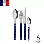 【Sabre Paris】Bistrot復古酒館純色系列-亮面4件組餐具 -寶石藍