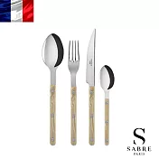 【Sabre Paris】Bistrot復古酒館混合材質系列-亮面4件組餐具 -隕石白