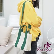 【iSPurple】學院色系*加厚帆布肩背側背手提方包/顏色可選 綠