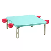 【日本Livewell】馬卡龍色系輕量便攜摺疊野餐桌(附杯架)_ 粉藍