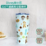 【Disney 迪士尼】316不鏽鋼真空酷樂杯-奇奇蒂蒂DS-7902 藍色
