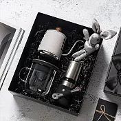 【PO:Selected】丹麥手沖咖啡三件禮盒組(咖啡壺-灰/玻璃杯350ml-黑藍/不銹鋼磨芯咖啡磨2.0)