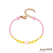 J’code真愛密碼金飾 硬金寶石編織手鍊-粉紅 粉紅泡泡