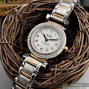 COACH蔻馳精品錶,編號：CH00098,24mm圓形銀精鋼錶殼白色錶盤精鋼金銀相間錶帶