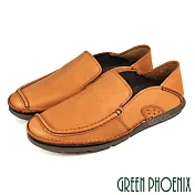 【GREEN PHOENIX】男 休閒鞋 穆勒鞋 懶人鞋 套入式 臘感牛皮 兩穿 後踩 前包 後空 台灣製 EU42 棕色