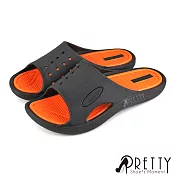 【Pretty】台灣製男女款個性撞色孔洞吸震防水萬用拖鞋 JP24 橙色