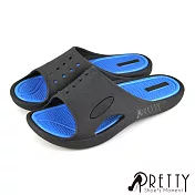 【Pretty】台灣製男女款個性撞色孔洞吸震防水萬用拖鞋 JP24 藍色