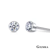 GIUMKA純銀耳釘耳環S925純銀耳飾男女中性款 圓形單鑽造形 MFS09069 聖誕節交換禮物 白鋯4MM耳環一對