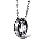 AmaZing 兩人世界-精美鑲鑽環環相扣鈦鋼情侶對鍊 (2色任選) _男款