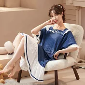【Secret Lover】韓版寶藍方領公主風 寬鬆版 可外穿居家服 睡衣SL22069 M  (45-55kgs)