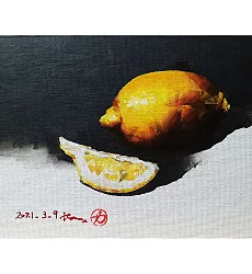【玲廊滿藝】(阿力)余思瑩-金黃檸檬 24x18cm