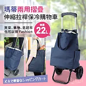 【Quasi】瑪蒂兩用摺疊伸縮拉桿保冷二輪購物車+袋22L