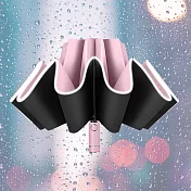 【巴芙洛】夜間可照明晴雨兩用自動反向傘/安全反光條雨傘/反向折疊雨傘_ 少女粉 (手電筒款)