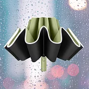 【巴芙洛】夜間可照明晴雨兩用自動反向傘/安全反光條雨傘/反向折疊雨傘_ 抹茶綠 (手電筒款)