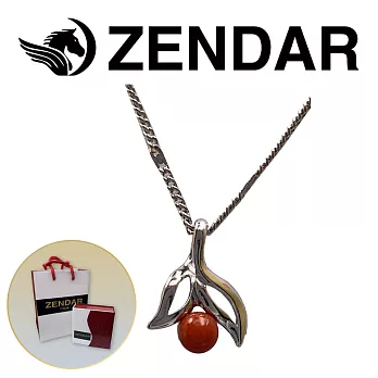 【ZENDAR】頂級天然沙丁紅珊瑚圓珠3.5-4mm銀色項鍊 LEAF (220248-18)
