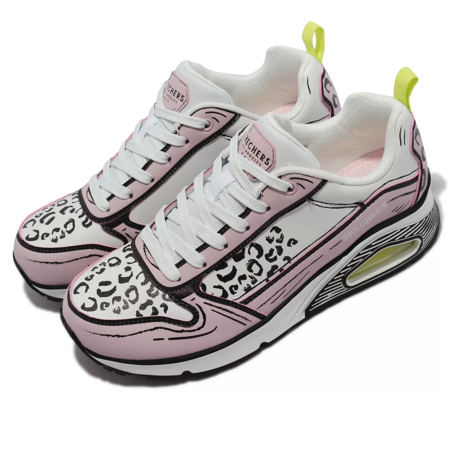 Skechers 休閒鞋 Uno-Leopard Leaps 女鞋 氣墊 緩震 2D 白 粉紅 155367WLPK