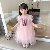 宮庭風長袖洋裝-粉色 140cm
