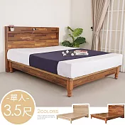 《Homelike》松野附插座床架組-單人3.5尺(二色可選) 單人床架 床頭片 單人床組 專人配送安裝 積層木