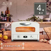 日本Sengoku Aladdin 千石阿拉丁「專利0.2秒瞬熱」4枚燒復古多用途烤箱 經典白