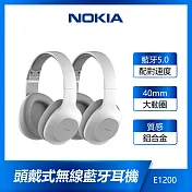 【NOKIA諾基亞】頭戴式 無線藍牙耳機 E1200 (兩入組) 極光白