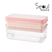 Seoul house 秒壓出冰雙層儲冰盒/製冰盒 粉紅
