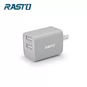 RASTO RB6 智慧型2.4A雙USB摺疊快速充電器 灰