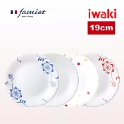 【iwaki】日本品牌 法國製 強化玻璃餐盤 (淺型19cm) -五入組 藍花
