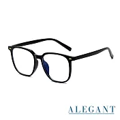 【ALEGANT】輕感舒適質感TR90輕量凝夜黑方框UV400濾藍光眼鏡