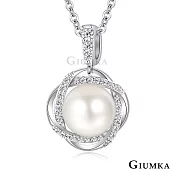 GIUMKA珍珠項鍊花朵造型 精鍍正白K 銀色 禮物 母親節推薦 MN21018-1 45cm 銀色