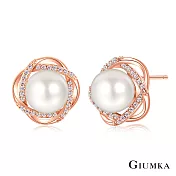 GIUMKA珍珠耳環花朵造型 耳針耳夾耳飾 精鍍玫瑰金 MF21002-2 母親節禮物推薦 玫金色耳針耳環一對