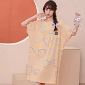 【Wonderland】小惡魔純棉寬鬆大碼睡裙(3色) FREE 黃色
