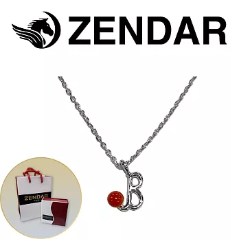 【ZENDAR】頂級天然沙丁紅珊瑚圓珠3-3.5mm字母銀色項鍊 字母B (227245)
