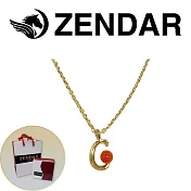 【ZENDAR】頂級天然沙丁紅珊瑚圓珠3-3.5mm字母金色項鍊 字母C (227246)