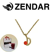 【ZENDAR】頂級天然沙丁紅珊瑚圓珠3-3.5mm字母金色項鍊 字母D (227247)