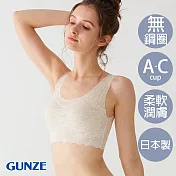 【日本GUNZE】日本製珍愛蕾絲無鋼圈內衣(TC4855-WHT) M 牙白