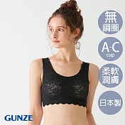 【日本GUNZE】日本製珍愛蕾絲無鋼圈內衣(TC4855-BLK) M 黑
