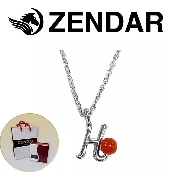 【ZENDAR】頂級天然沙丁紅珊瑚圓珠3-3.5mm字母銀色項鍊 字母H (227251)