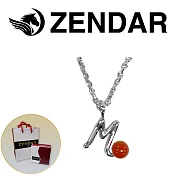 【ZENDAR】頂級天然沙丁紅珊瑚圓珠3-3.5mm字母銀色項鍊 字母M (227255)