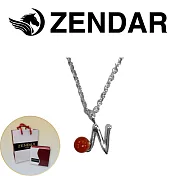 【ZENDAR】頂級天然沙丁紅珊瑚圓珠3-3.5mm字母銀色項鍊 字母N (227256)