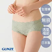 【日本GUNZE】日本製珍愛蕾絲無痕生理褲(TC4871-GRN) M 淺綠