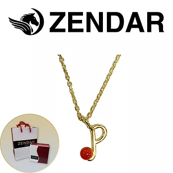 【ZENDAR】頂級天然沙丁紅珊瑚圓珠3-3.5mm字母金色項鍊 字母P (227258)